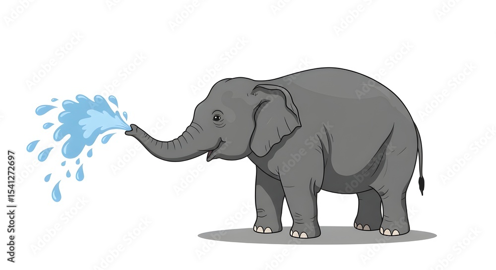 Fototapeta premium Elephant spraying water with trunk