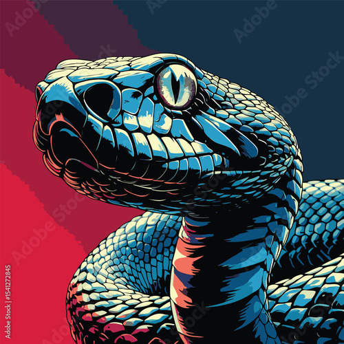 Detailed and realistic vector image of a venomous snake