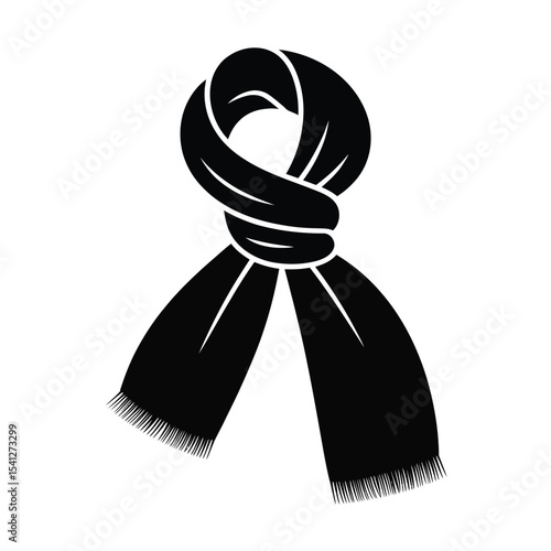 Simple black and white winter scarf icon