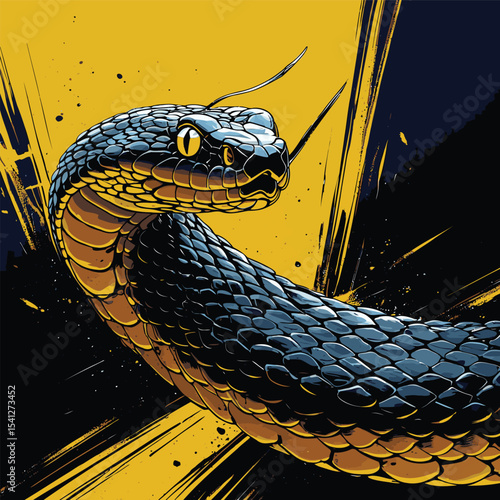Detailed and realistic vector image of a venomous snake