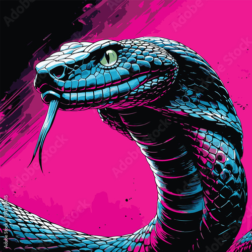 Detailed and realistic vector image of a venomous snake