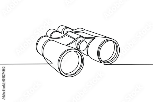 Continuous line drawing of binoculars
