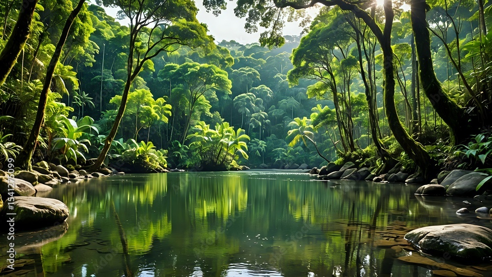 Lush Rainforest River Serene Nature Photography Lush Rainforest River Serene Nature Photography