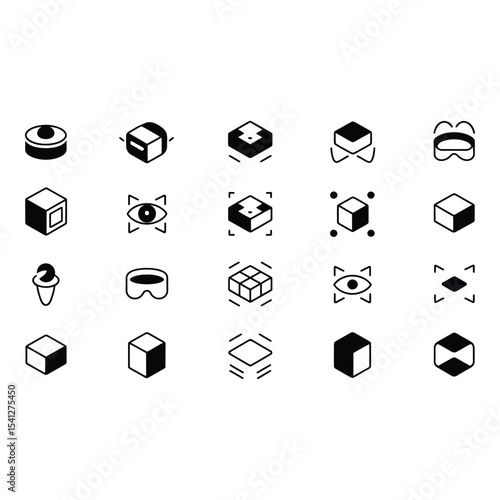 Set of vr and technology icons isolated on white background