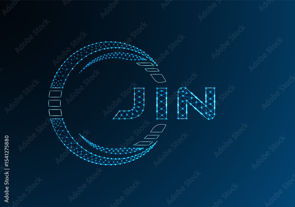 Naklejka premium JIN low poly letter logo vector design. JIN lower poly logo design. Low poly logo.