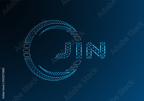 JIN low poly letter logo vector design. JIN lower poly logo design. Low poly logo.