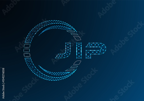 JIP low poly letter logo vector design. JIP lower poly logo design. Low poly logo.