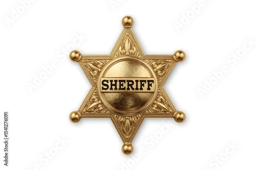 Gold sheriff's star badge, detailed