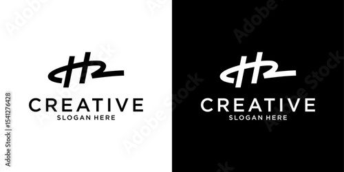 HR or RH initial letter logo design vector