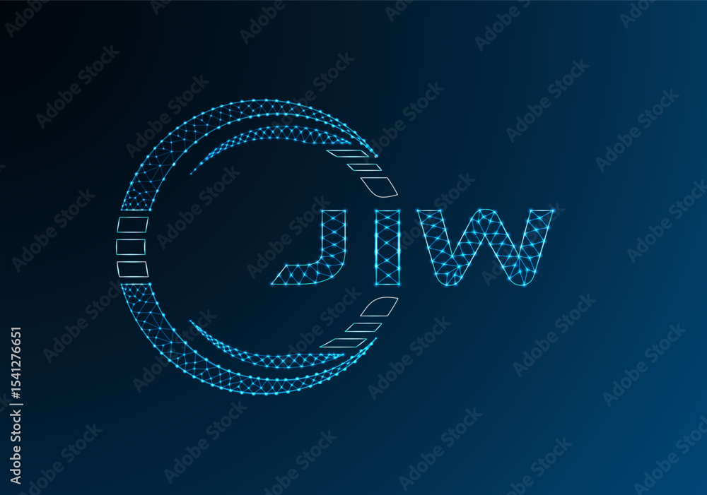 Naklejka premium JIW low poly letter logo vector design. JIW lower poly logo design. Low poly logo.