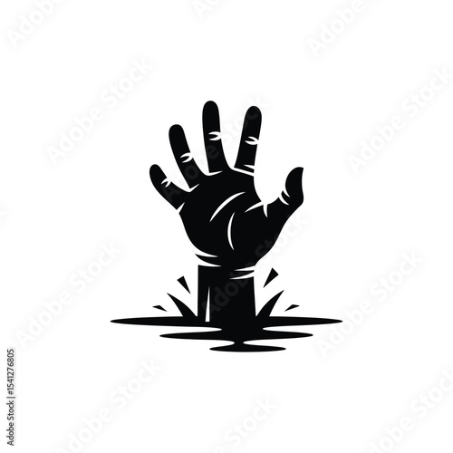 Hand reaching up from dark water graphic