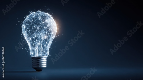 Illuminated Light Bulb with Network Connections, Symbolizing Innovation and Connectivity