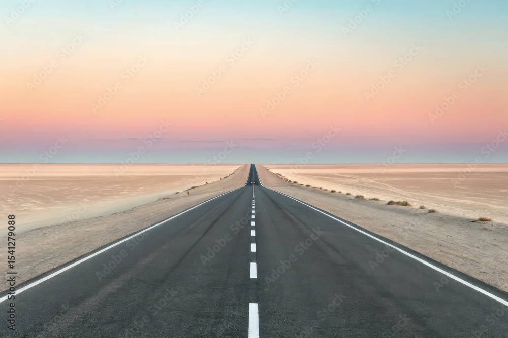 Fototapeta premium Endless desert highway at sunset