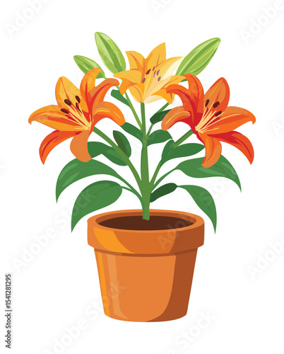 Orange Lily in Terracotta Pot