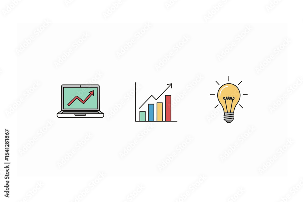 Obraz premium Boosting Business Growth Laptop, Charts, and Innovation Ideas