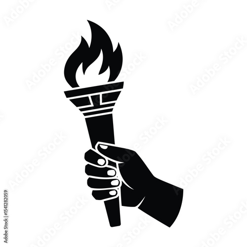 Hand holding a burning torch icon