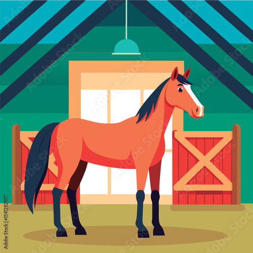 Vector illustration of a Horse in a stable.