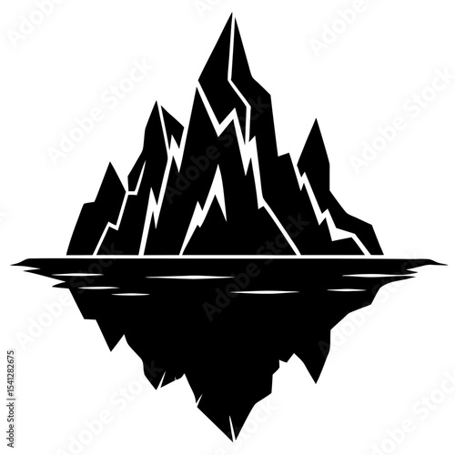 Stylized iceberg illustration black and white
