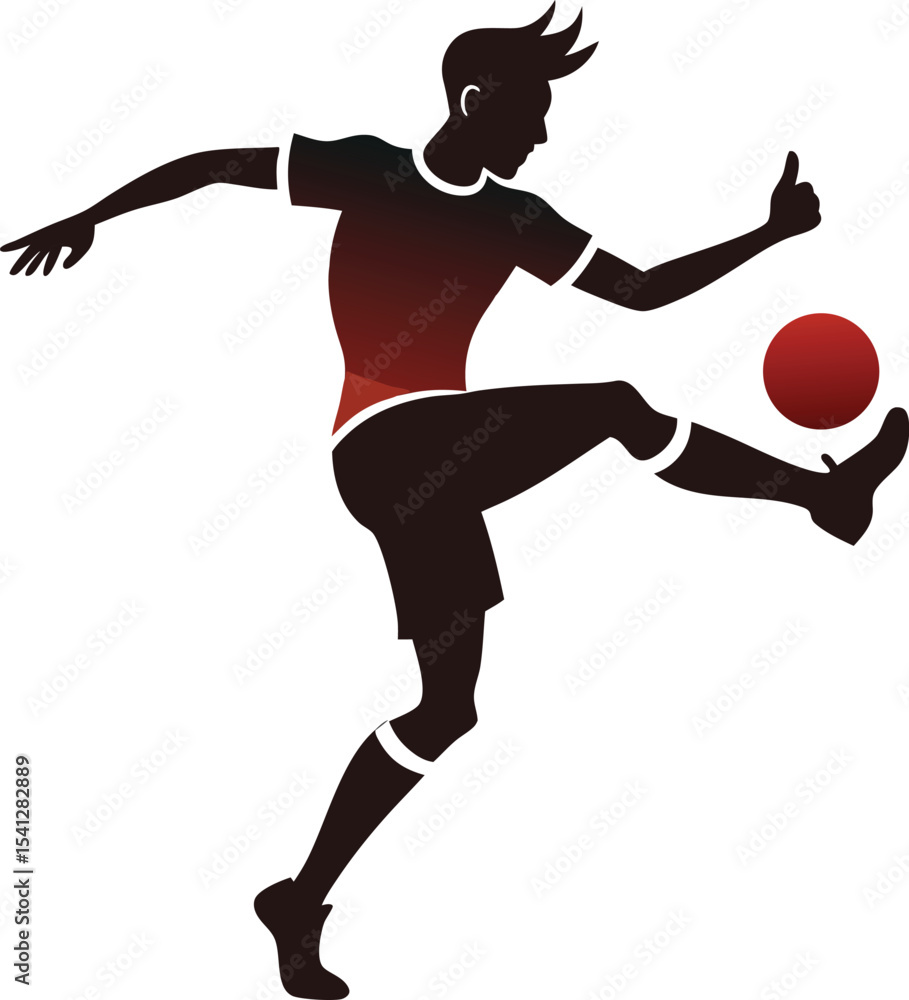 Obraz premium football player silhouette isolated on transparent background, football player