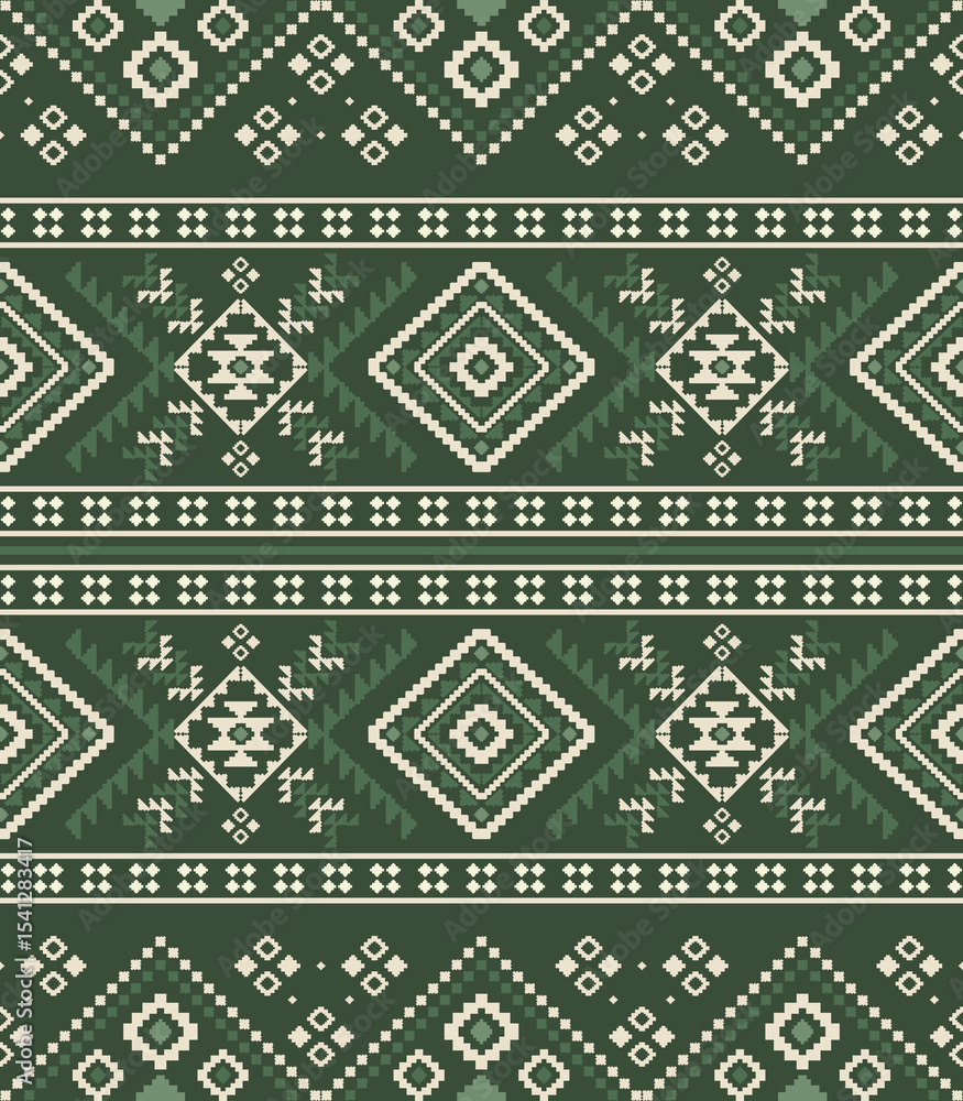 Obraz premium Southwest Native seamless pattern ethnic tribal Aztec geometric Navajo Native American fabric colorful design vector for textile print