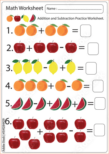 Addition and subtraction exercises for primary school students.