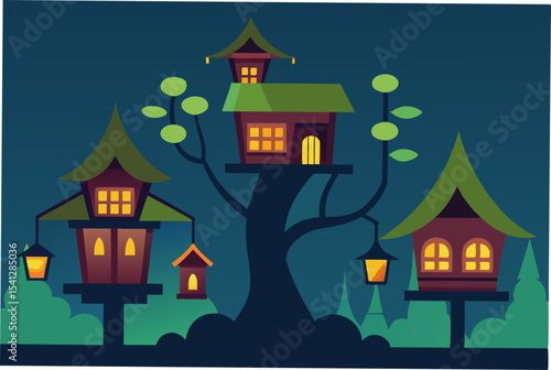 Wallpaper Mural Spooky house in a dark forest at night with bats and a moonlit sky, a scary Halloween illustration Torontodigital.ca