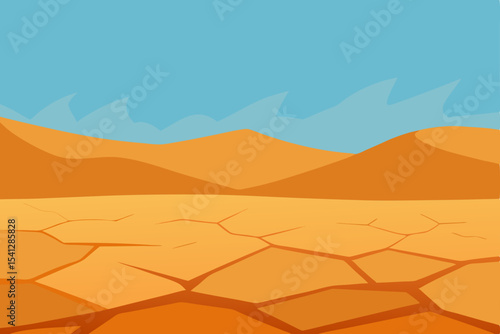 Arid Landscape Dry, Cracked Earth Under a Clear Blue Sky