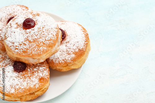 Plate with with tasty donut...