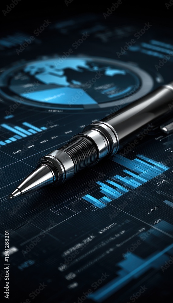 Obraz premium Pen on data graphs