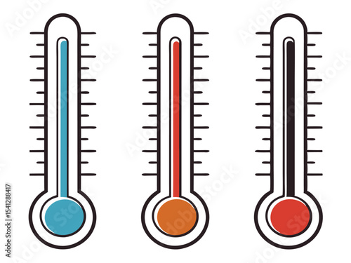 Three thermometers showing different temperatures vector 