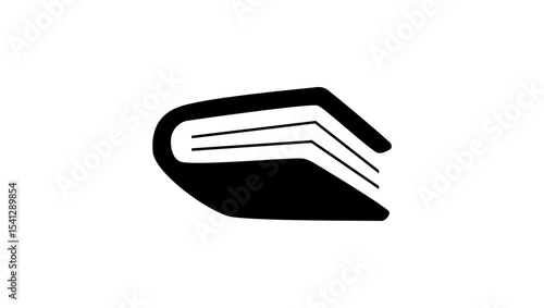 closed book symbol, black isolated silhouette