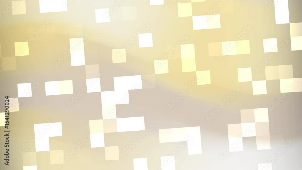 Astratto, sfumature di luce dorata e quadrati pixelati