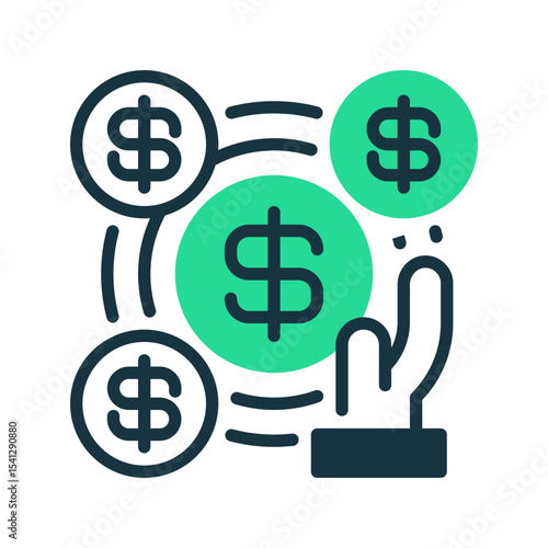 Crowdfunding Line Icon, Outline Symbol for Fundraising, Startup Capital, Business Investment, Financial Support, and Online Funding Platforms. Vector Sign Icon