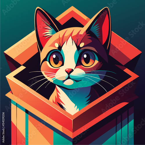 Cute cat peeking from a box.