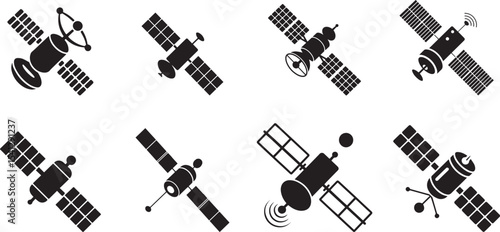 Satellite icons spacecraft technology exploration. eps-10