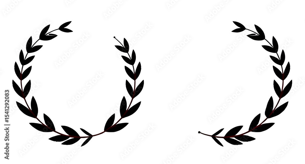 Fototapeta premium Laurel wreath icon, Laurel wreath vector, Laurel wreath illustration, Victory wreath, Wreath symbol, Classical wreath, Greek wreath, Roman wreath, Award wreath, Achievement icon, Wreath silhouette, Wr