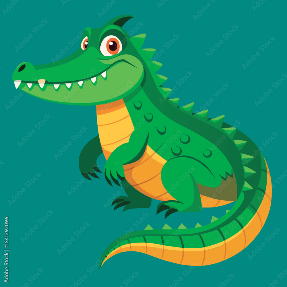 Cute cartoon crocodile smiles broadly. Cute cartoon crocodile smiles broadly.