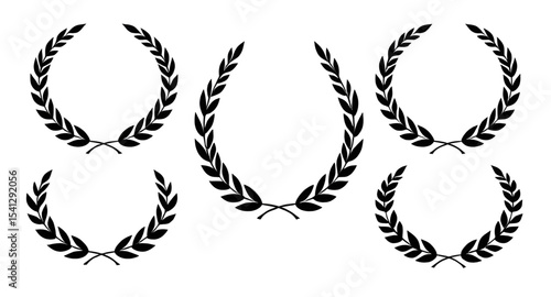 Laurel wreath icon, Laurel wreath vector, Laurel wreath illustration, Victory wreath, Wreath symbol, Classical wreath, Greek wreath, Roman wreath, Award wreath, Achievement icon, Wreath silhouette, Wr