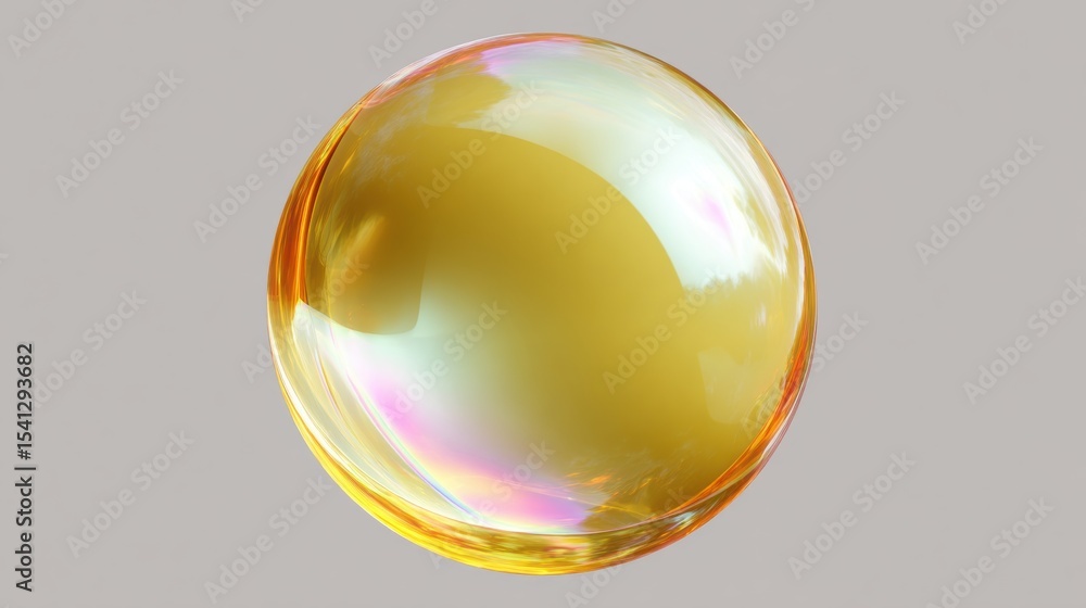 Obraz premium Golden Bubble with Iridescent Reflections on a Neutral Background