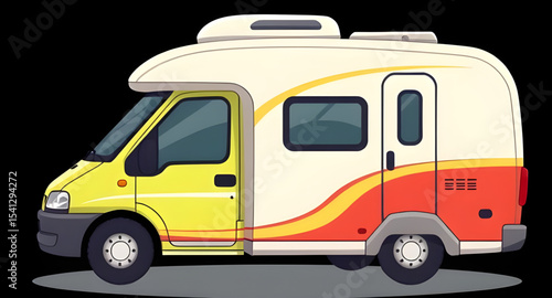 Camper van icon, Camper van vector, Camper van illustration, RV icon, Recreational vehicle, Travel van, Adventure van, Vanlife icon, Van with roof rack, Campervan silhouette, Campervan outline, Flat c