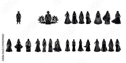 South Asian Traditional Dress Silhouettes – Saree, Panjabi, Hijab, Burqa