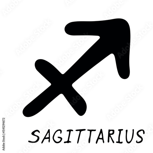 Hand drawn sagittarius zodiac sign Esoteric symbol doodle Astrology clipart Element for design