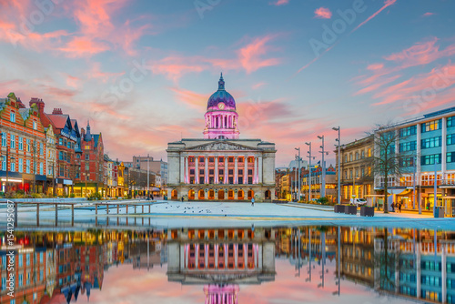 Fotografie Downtown Nottingham city skyline, cityscape of England