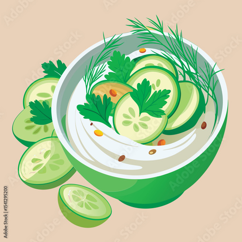 Fresh Cucumber Yogurt Dip in a Bowl