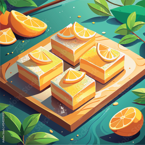 Vector illustration of a Charming Lemon Squares Delight.