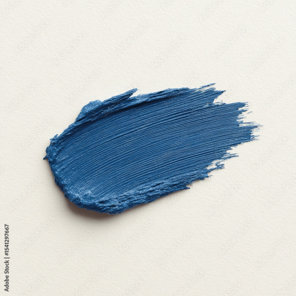 Fototapeta premium Vibrant Blue Acrylic Paint Stroke on Cream Canvas Background