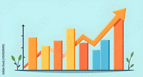 Business graph icon, Graph vector, Graph illustration, Business chart, Financial graph, Line chart, Bar graph, Growth chart, Data visualization, Analytics icon, Rising graph, Market analysis, Chart wi