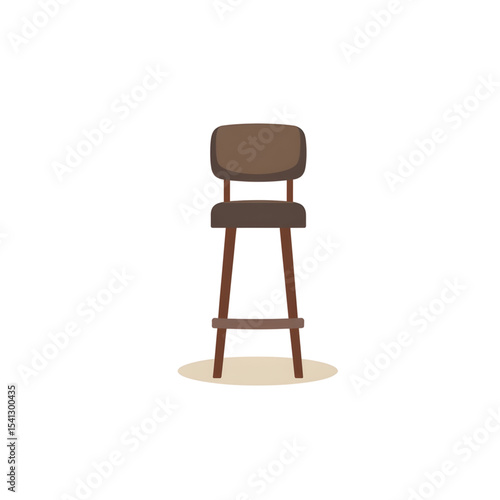 Wooden bar stool in minimalist style with brown finish  