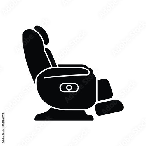 Black silhouette icon of a recliner massage chair