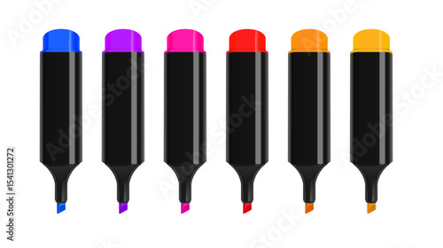 A realistic 3D rendered image of a  highlighter on a white surface